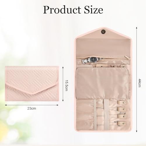 Pochette à bijoux de voyage compacte avec compartiments et sécurisation pour accessoires - cadeau élégant pour femmes.