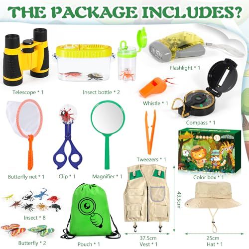 Kit d'exploration pour enfants avec jumelles, gilet, et boussole