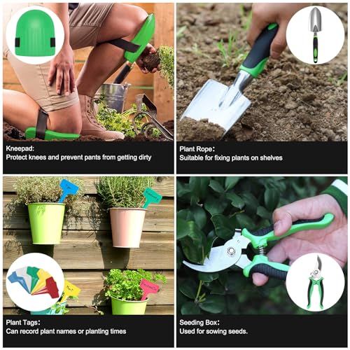 Ensemble d'outils de jardinage complet avec poignées ergonomiques et accessoires durables