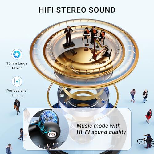 Écouteurs Bluetooth Aovoce résistants à l'eau avec réduction du bruit et longue autonomie de batterie.