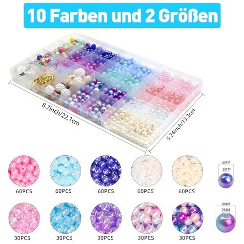 Coffret de perles pour filles, plus de 600 perles colorées et formes variées, idéal pour créer des bijoux uniques, stimule créativité enfants 5-12 ans.