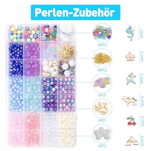Coffret de perles pour filles, plus de 600 perles colorées et formes variées, idéal pour créer des bijoux uniques, stimule créativité enfants 5-12 ans.