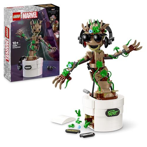 Figurine LEGO Marvel Groot dansante, cadeau parfait pour enfants, aventure Gardiens de la Galaxie, imagination et créativité avec application LEGO Builder.