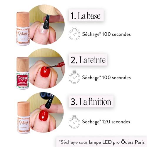 Kit de manucure semi-permanent Odass Paris, vegan, écologique, pour manucure professionnelle à la maison, idée cadeau bien-être beauté des ongles.