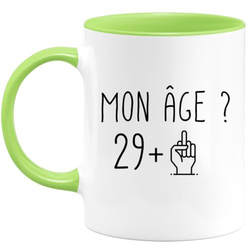 Mug 29+ Quotedazur humoristique pour trentième anniversaire, durable et de haute qualité.
