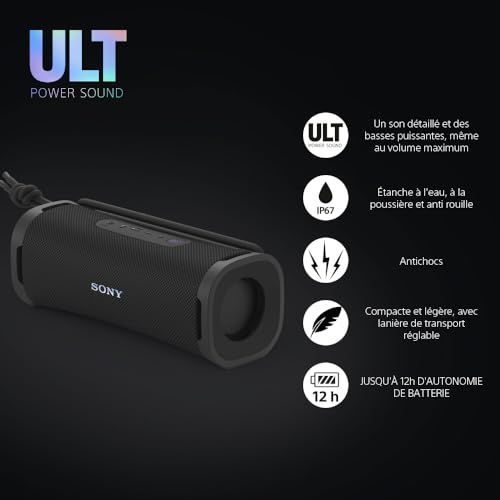 Enceinte Bluetooth Sony ULT Field 1 haute qualité, étanche et portable avec basses puissantes pour mélomanes