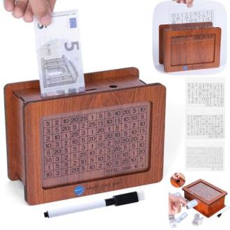 Tirelire japonaise en bois, design élégant et double face, idéale pour des économies créatives et personnalisables, cadeau parfait pour tous âges et occasions.
