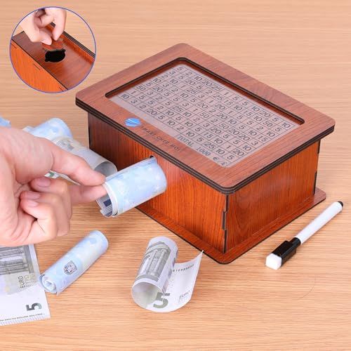 Tirelire japonaise en bois, design élégant et double face, idéale pour des économies créatives et personnalisables, cadeau parfait pour tous âges et occasions.