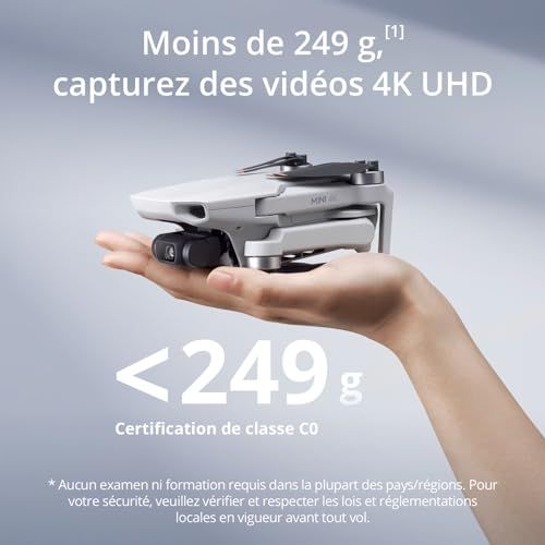 Drone DJI Mini 4K léger et performant pour des prises de vue cinématographiques en ultra-HD.