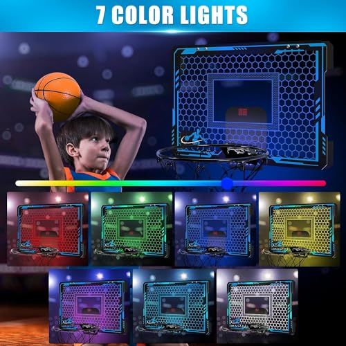 Mini panier de basket pour chambre avec LED et tableau de score électronique