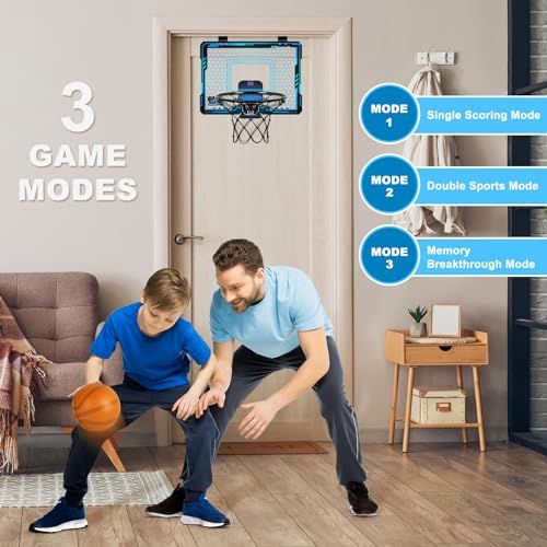 Mini panier de basket pour chambre avec LED et tableau de score électronique