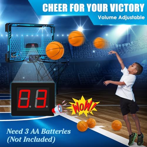 Mini panier de basket pour chambre avec LED et tableau de score électronique