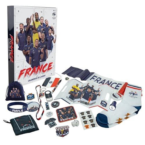 Calendrier de l'Avent Équipe de France Football, surprises sous licence officielle FFF, parfait pour fans de football.