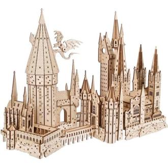 Puzzle 3D Château Poudlard, cadeau magique pour fans de Harry Potter, pièces bois gravées laser, expérience immersive et nostalgique.