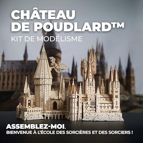 Puzzle 3D Château Poudlard, cadeau magique pour fans de Harry Potter, pièces bois gravées laser, expérience immersive et nostalgique.