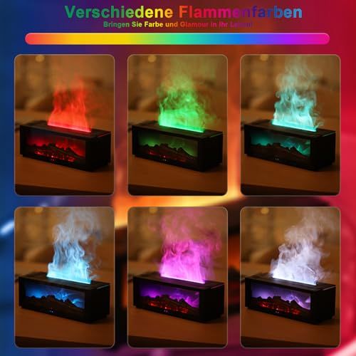 Diffuseur d'huiles essentielles USB avec lumière douce imitant une flamme, capacité 150 ml, idéal pour la relaxation et l'aromathérapie.