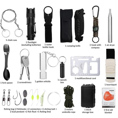 Kit de survie d'urgence complet et compact avec divers outils essentiels