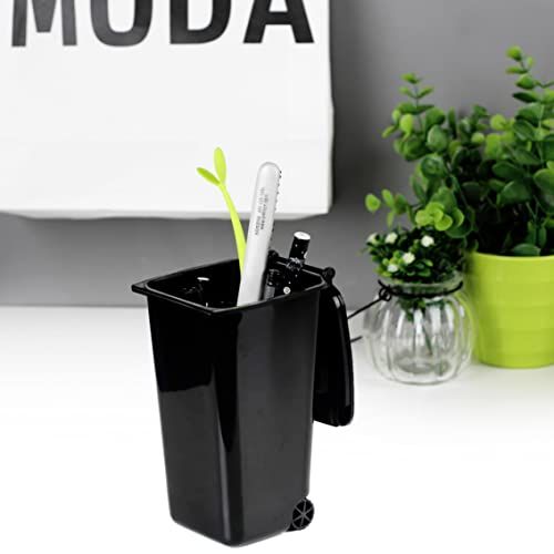 Pot à crayon poubelle vert avec roulettes, pour bureau organisé et amusant