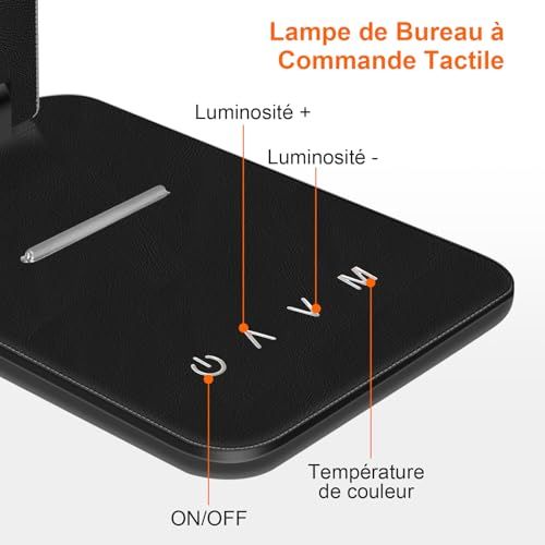 Lampe de bureau Joyshie LED, design pliant, protection oculaire, 5 niveaux de luminosité, port USB, cadeau idéal pour lecteurs, artistes, et télétravailleurs.