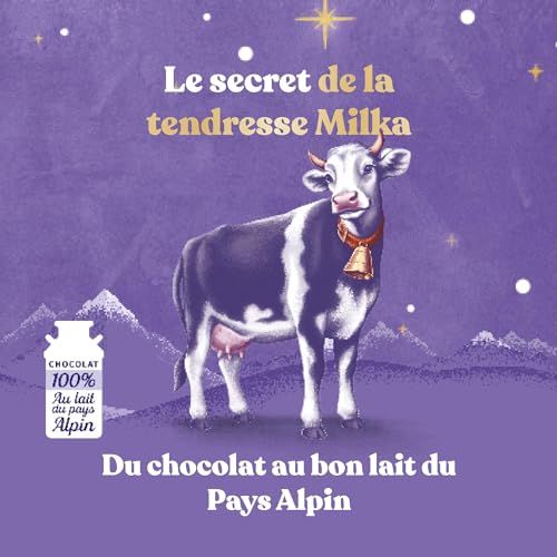 Calendrier de l'Avent Milka avec chocolats variés, Noël magique, écoresponsable, idéal pour tous âges, partage quotidien sucré, programme Cocoa Life.