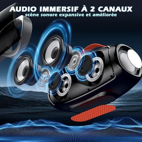 Enceinte sans fil lumineuse avec son haute-fidélité, spectacle lumineux synchronisé, 20W, Bluetooth 5.0, portable pour fêtes, plage, camping.