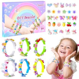 Kit de création de bijoux pour filles, idéal cadeau enfant 5 ans, stimule créativité, licornes, fleurs, couleurs vives, activités manuelles.