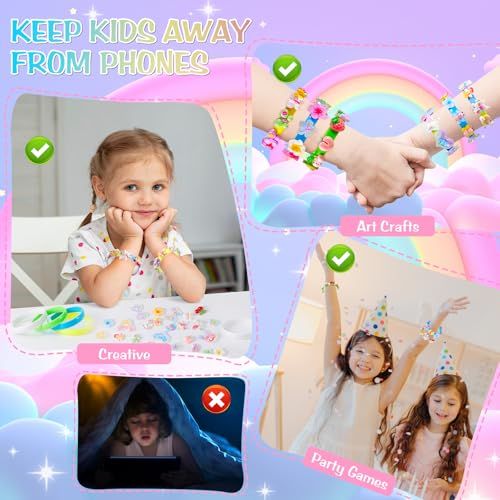 Kit de création de bijoux pour filles, idéal cadeau enfant 5 ans, stimule créativité, licornes, fleurs, couleurs vives, activités manuelles.