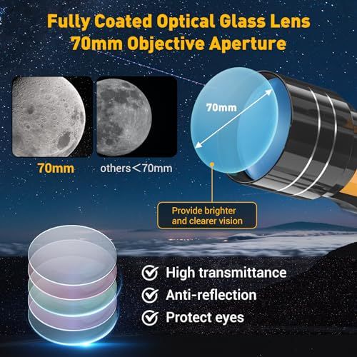 Télescope astronomique pour débutants, parfaite initiation à l'astronomie, idéal cadeau pour enfants et explorateurs en herbe, optique professionnelle, expériences célestes inoubliables.