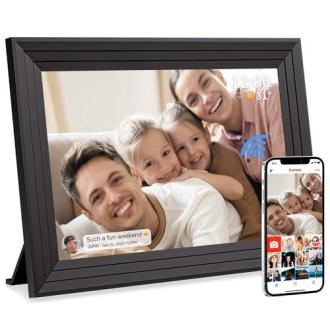 Cadre photo numérique moderne avec écran IPS HD 1280x800, 32 Go de stockage, partage facile via application Frameo, cadeau parfait pour toutes occasions.