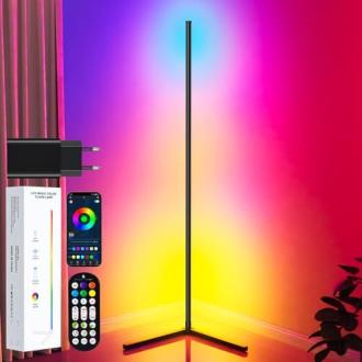 Lampe LED sur pied, 16 millions de couleurs, ambiance personnalisable, contrôle via application, synchronisation musicale, cadeau déco idéal pour créer des moments magiques.