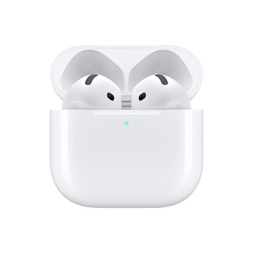 AirPods 4 d'Apple, écouteurs sans fil avec audio spatial, autonomie prolongée, résistance à l'eau, confort maximal, cadeau technologique idéal pour tous.