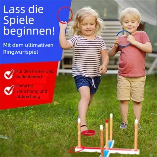 Jeu de lancer d'anneaux en extérieur, développant coordination et précision