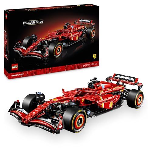 Maquette LEGO Technic Ferrari SF-24, cadeau parfait pour passionnés de F1, construction détaillée avec suspension et moteur fonctionnels, idéal pour ado et adulte.