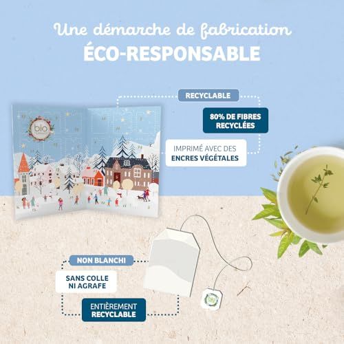 Calendrier de l'Avent 2024 Vitavea avec 24 infusions bio, cadeau détente pour Noël, idéal amateurs de tisanes et mode de vie responsable.