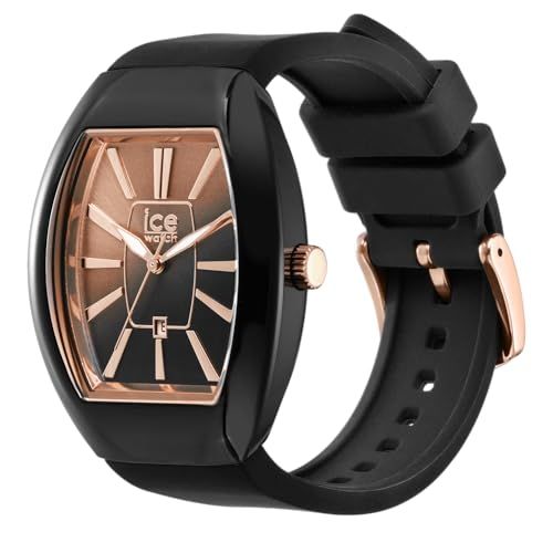 Montre femme Ice holiday Dome, élégante avec bracelet en silicone noir et cadran dégradé, cadeau parfait pour les passionnées de mode.