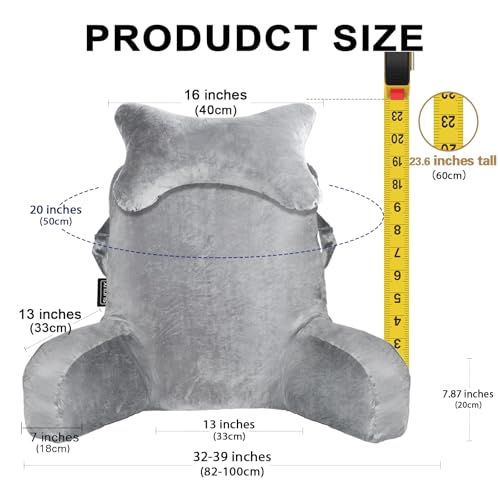 Coussin de lecture ergonomique, soutien pour dos et cou, idéal pour lecteurs, tissu velours, cadeau confort et détente.