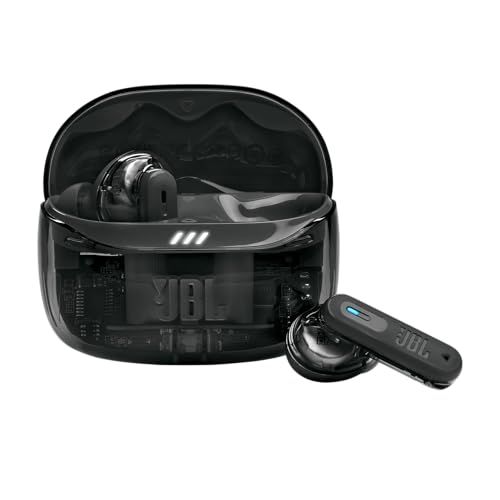 Écouteurs sans fil JBL Tune Beam Ghost 2 pour musique immersive et résistante en toutes circonstances.
