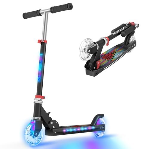 Trottinette évolutive lumineuse pour enfants 5 ans et plus, réglable et sécurisée, idéale comme cadeau.