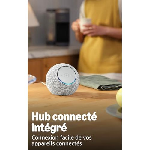 Enceinte connectée Amazon Echo Dot Max, son de qualité, cadeau idéal pour amateurs de musique et technologie, design élégant, services de streaming.