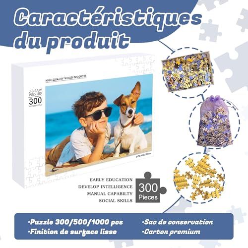 Puzzle personnalisé unique, cadeau créatif et mémorable, photo souvenir, 300 à 1000 pièces, idéal anniversaire, mariage, fête des pères, décoratif.