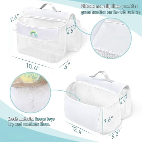 Range jouets de bain pratique et amusant, en maille résistante, organise et sèche rapidement les jouets. Indispensable pour un bain bien rangé.