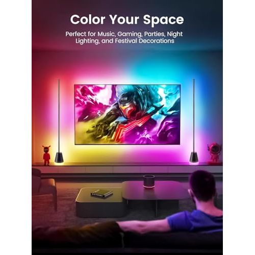 Lampe LED sur pied, 16 millions de couleurs, ambiance personnalisable, contrôle via application, synchronisation musicale, cadeau déco idéal pour créer des moments magiques.