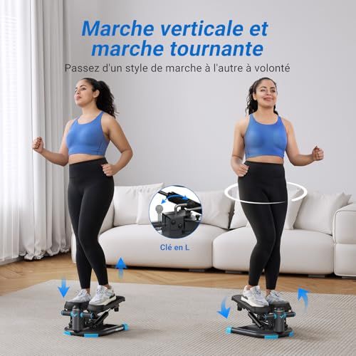 Stepper twist avec cordes élastiques pour entraînement à domicile, cadeau idéal pour amateurs de fitness et technologie, écran électronique, connectivité application.