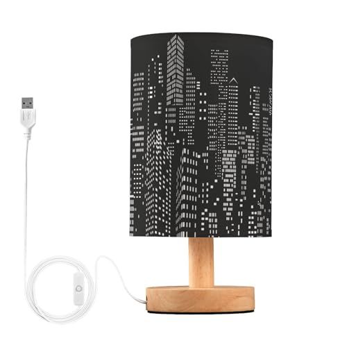 Lampe tactile New York, design gratte-ciels Manhattan, ambiance moderne, disponible en rose et noir, idéale pour bureaux et chambres, éclairage doux et élégant.