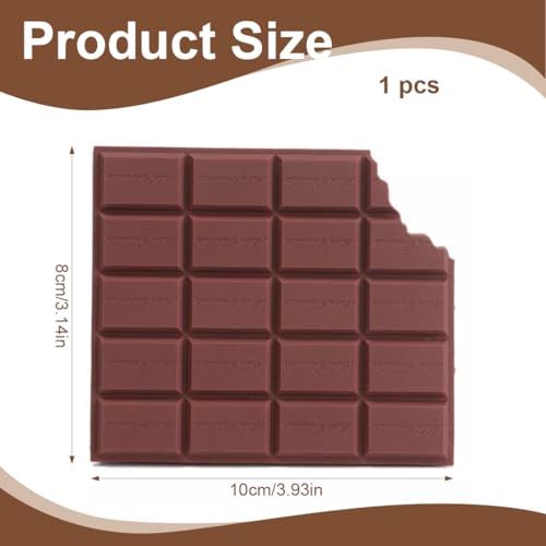 Bloc note en forme de plaque de chocolat légèrement croqué.