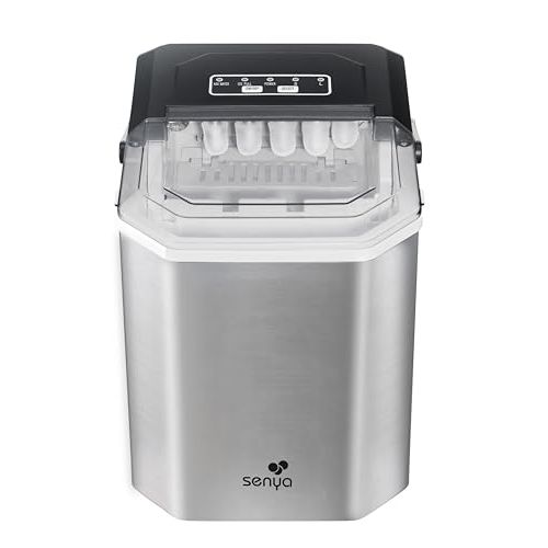 Machine à glaçons Senya, rapide et écologique, pour cocktails parfaits à la maison. Production jusqu'à 12 KG/jour, utilisation facile, deux tailles de glaçons.