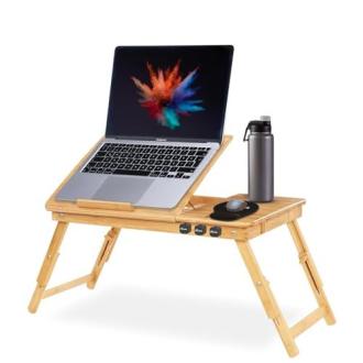 Table de lit pliable pour PC portable - Casaria, confortable, pratique, ajustable, adaptabilité, plateau inclinable, rangement, circulation d'air, cadeau idéal