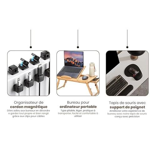 Table de lit pliable pour PC portable - Casaria, confortable, pratique, ajustable, adaptabilité, plateau inclinable, rangement, circulation d'air, cadeau idéal