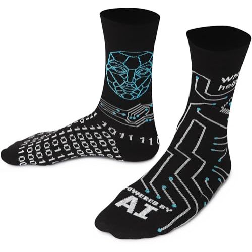 Chaussettes geek avec motifs IA, parfaites pour les passionnés de technologie et d'informatique. Cadeau idéal pour les amateurs de tech et gadgets.