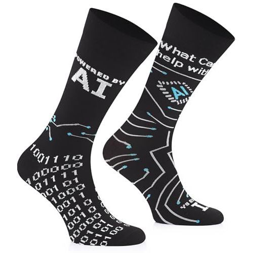 Chaussettes geek avec motifs IA, parfaites pour les passionnés de technologie et d'informatique. Cadeau idéal pour les amateurs de tech et gadgets.